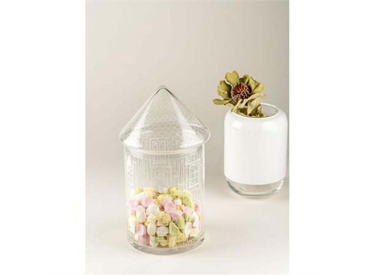 Mummi glasskrukke med lokk - Mummihuset 15x30cm Mummihuset